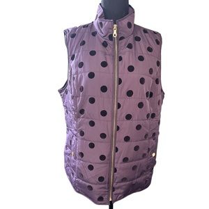 NWT Charter Club Full Zip Front Puffer Vest Size L Purple Polka Dot Casual
